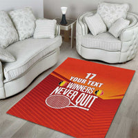 Custom Belgium Tennis Champions Area Rug Winners Never Quit with A Crowned Lion