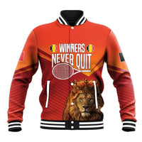 Custom Belgium Tennis Champions Baseball Jacket Winners Never Quit with A Crowned Lion