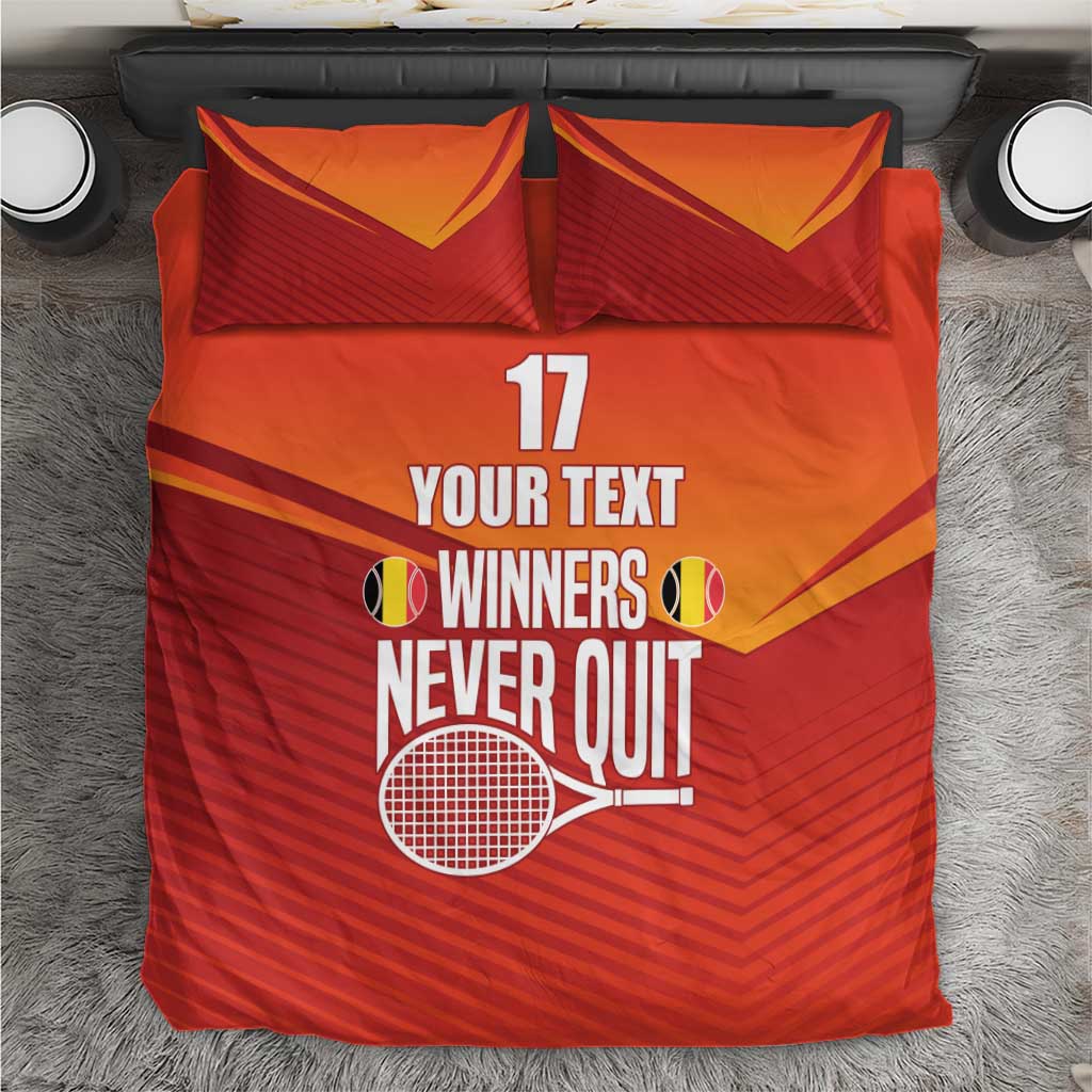 Custom Belgium Tennis Champions Bedding Set Winners Never Quit with A Crowned Lion