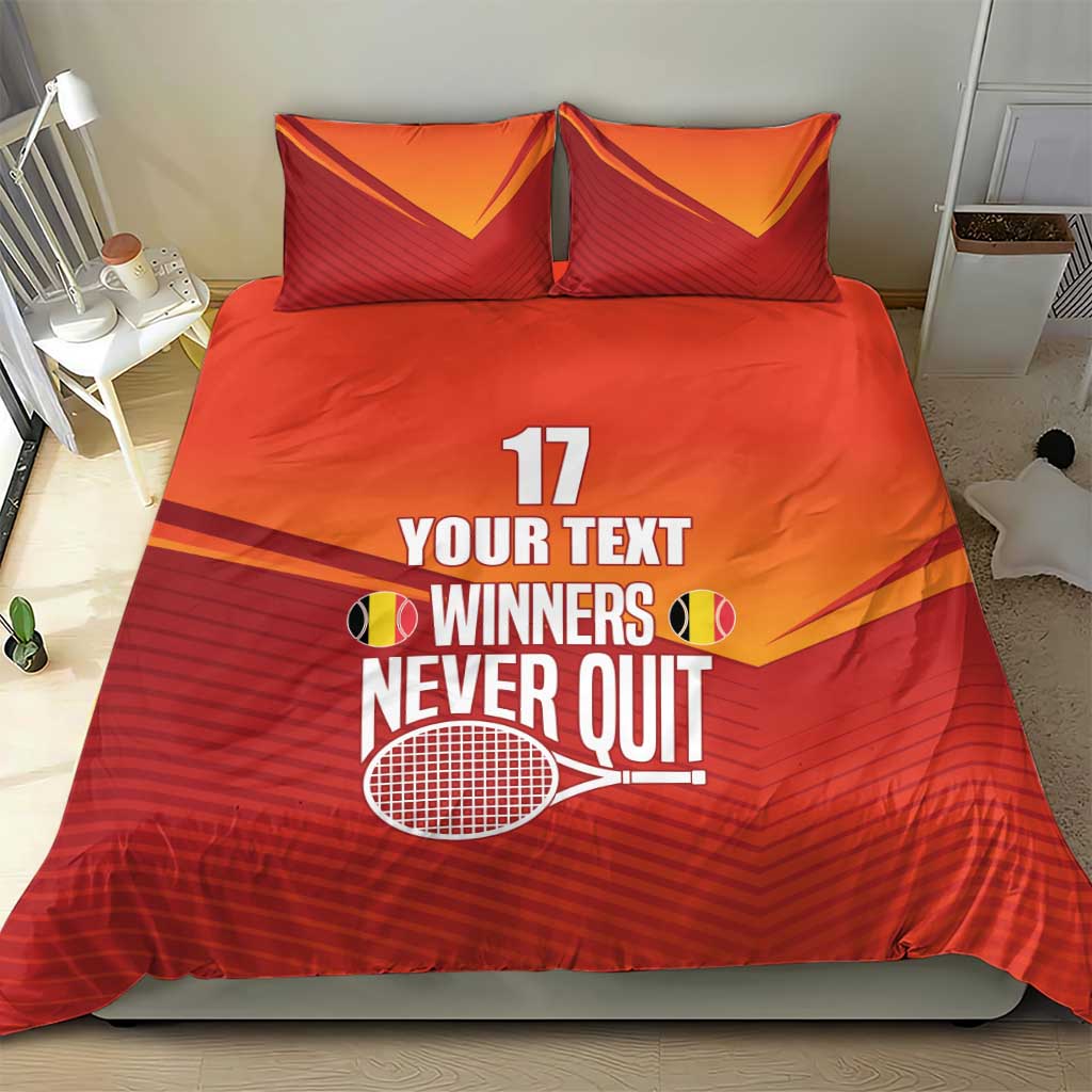 Custom Belgium Tennis Champions Bedding Set Winners Never Quit with A Crowned Lion
