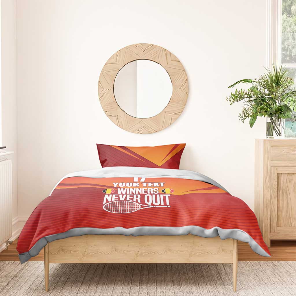 Custom Belgium Tennis Champions Bedding Set Winners Never Quit with A Crowned Lion