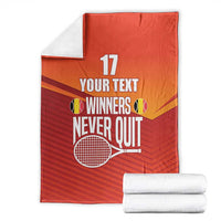 Custom Belgium Tennis Champions Blanket Winners Never Quit with A Crowned Lion