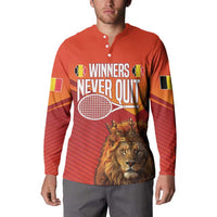Custom Belgium Tennis Champions Button Sweatshirt Winners Never Quit with A Crowned Lion