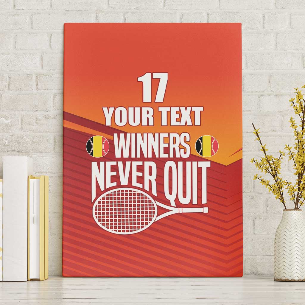 Custom Belgium Tennis Champions Canvas Wall Art Winners Never Quit with A Crowned Lion