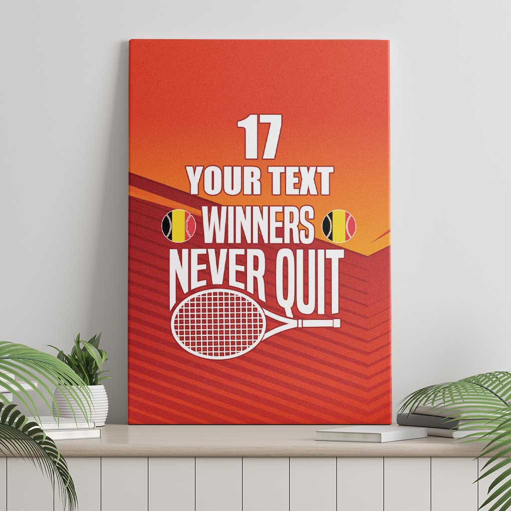 Custom Belgium Tennis Champions Canvas Wall Art Winners Never Quit with A Crowned Lion