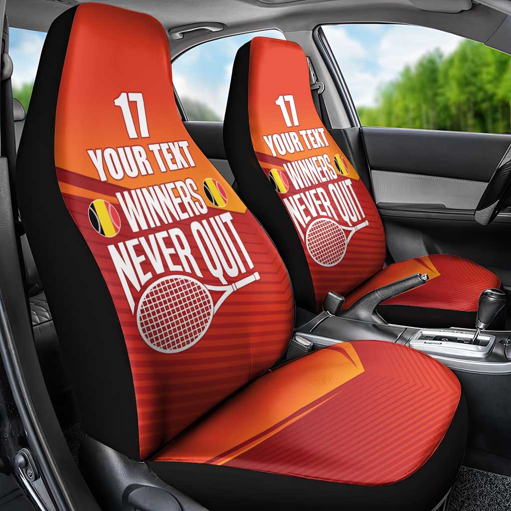Custom Belgium Tennis Champions Car Seat Cover Winners Never Quit with A Crowned Lion