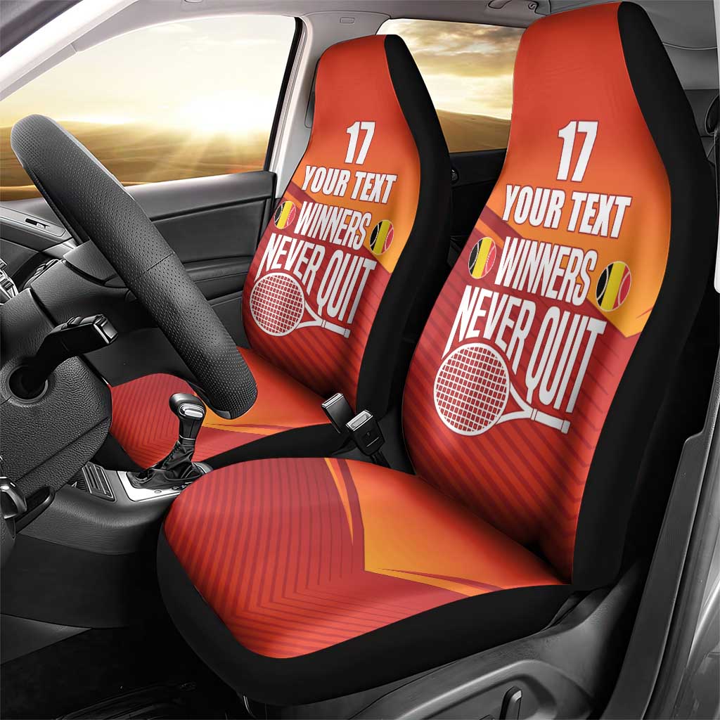 Custom Belgium Tennis Champions Car Seat Cover Winners Never Quit with A Crowned Lion