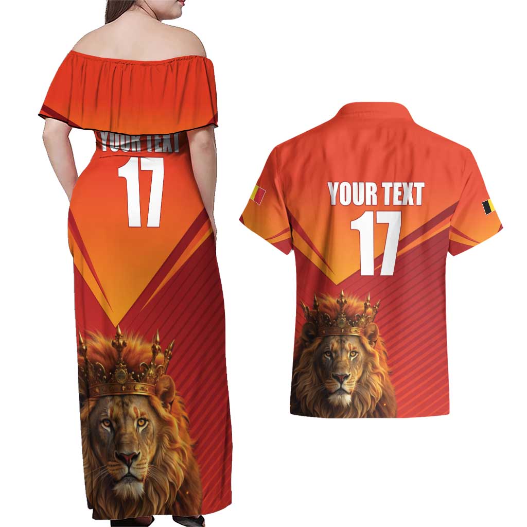 Custom Belgium Tennis Champions Couples Matching Off Shoulder Maxi Dress and Hawaiian Shirt Winners Never Quit with A Crowned Lion