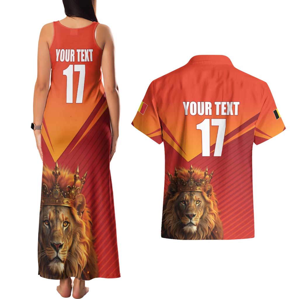 Custom Belgium Tennis Champions Couples Matching Tank Maxi Dress and Hawaiian Shirt Winners Never Quit with A Crowned Lion