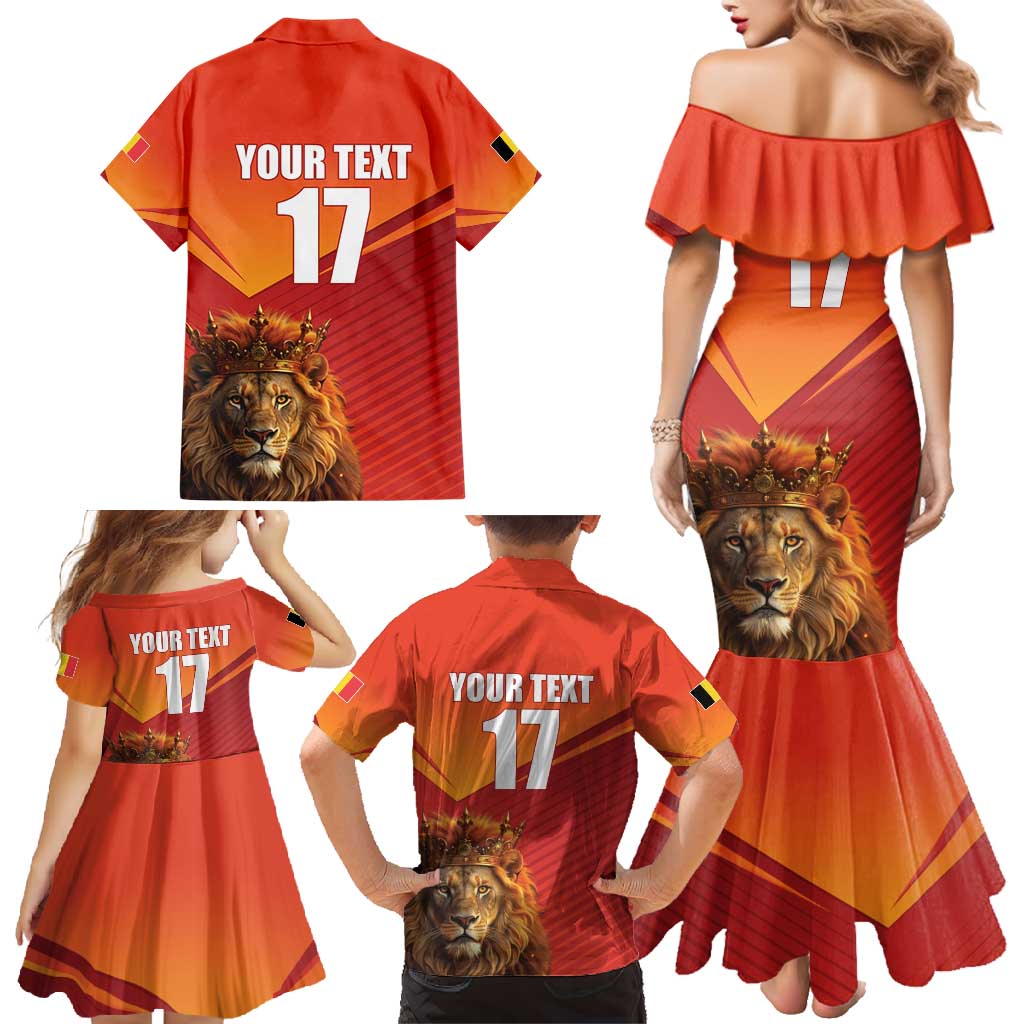 Custom Belgium Tennis Champions Family Matching Mermaid Dress and Hawaiian Shirt Winners Never Quit with A Crowned Lion