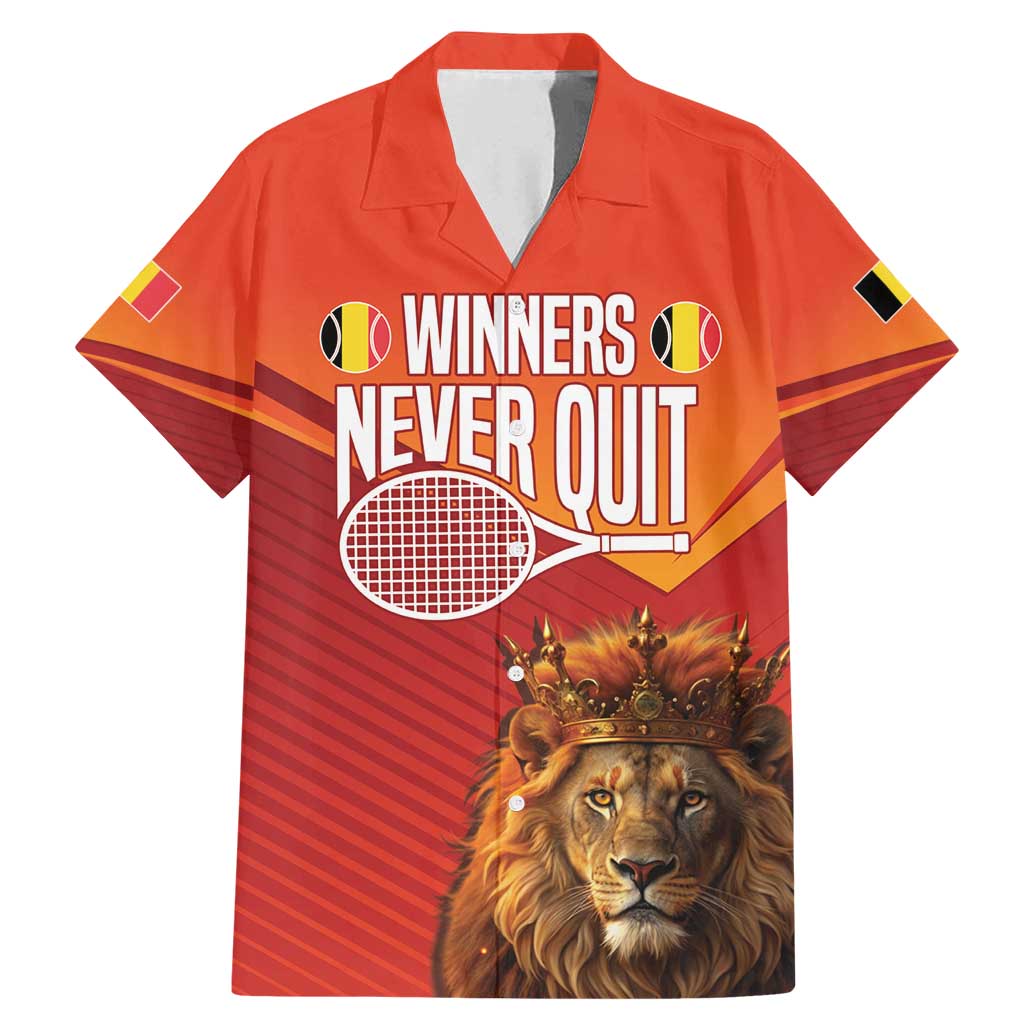 Custom Belgium Tennis Champions Family Matching Mermaid Dress and Hawaiian Shirt Winners Never Quit with A Crowned Lion