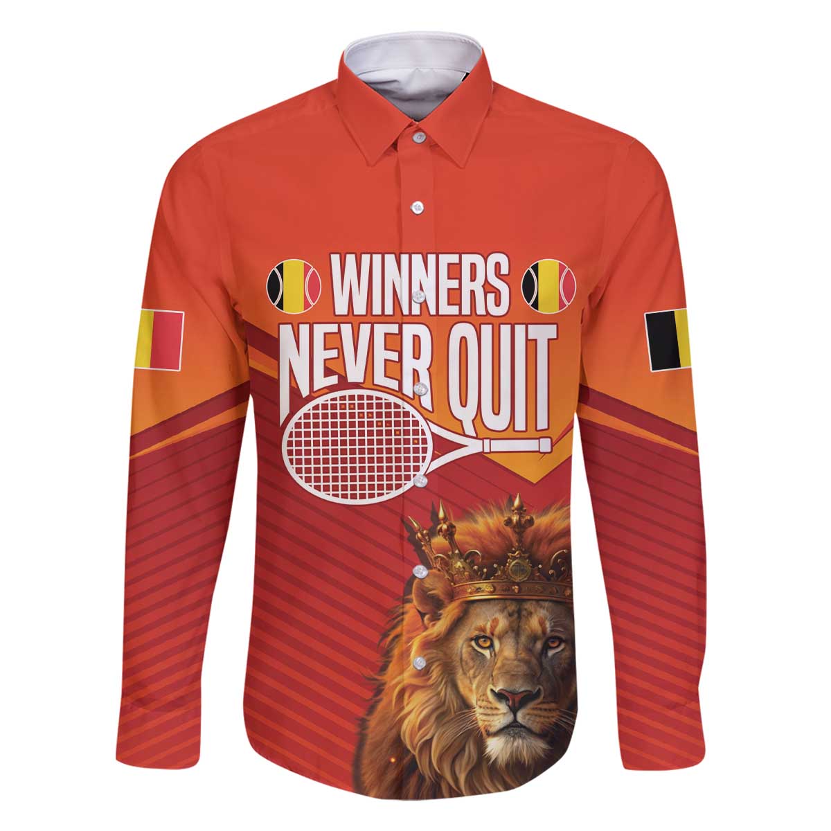 Custom Belgium Tennis Champions Family Matching Off The Shoulder Long Sleeve Dress and Hawaiian Shirt Winners Never Quit with A Crowned Lion