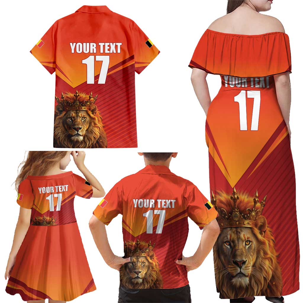 Custom Belgium Tennis Champions Family Matching Off Shoulder Maxi Dress and Hawaiian Shirt Winners Never Quit with A Crowned Lion