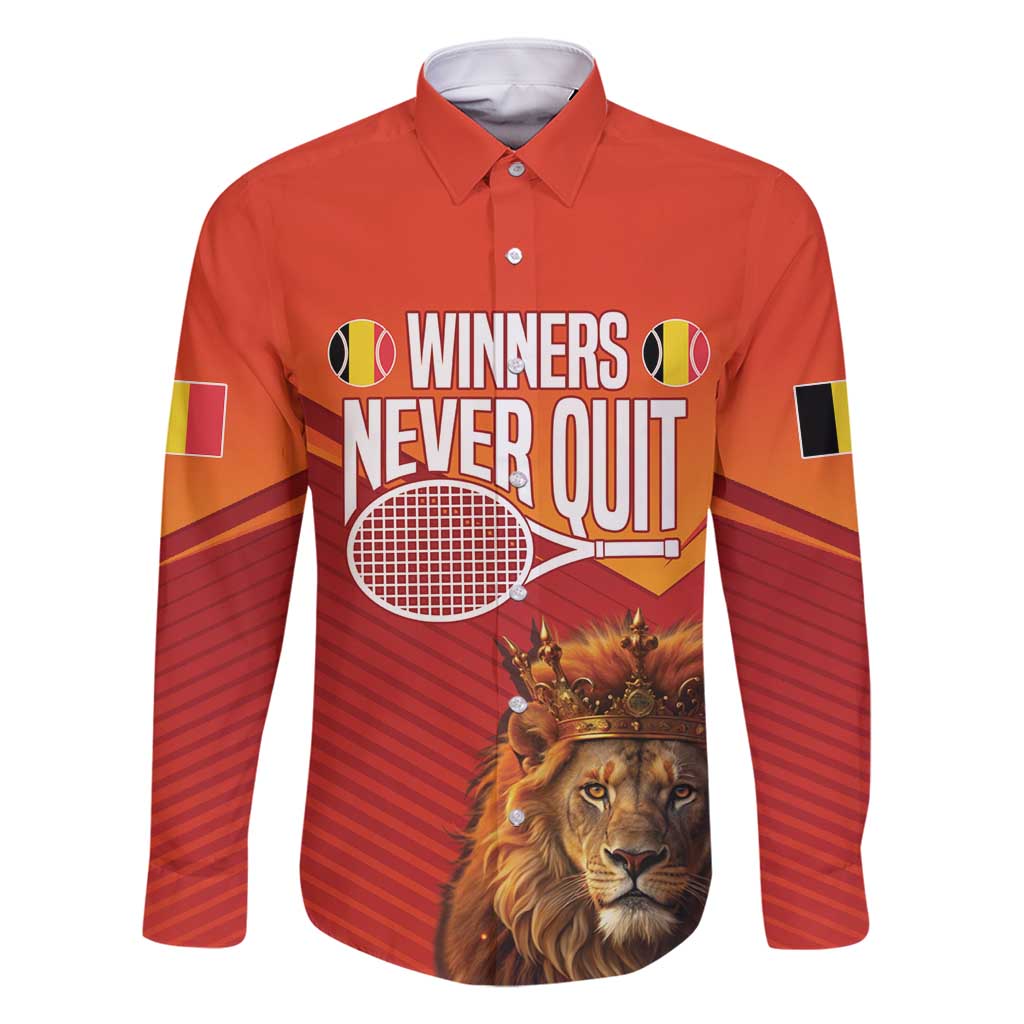 Custom Belgium Tennis Champions Family Matching Off Shoulder Maxi Dress and Hawaiian Shirt Winners Never Quit with A Crowned Lion