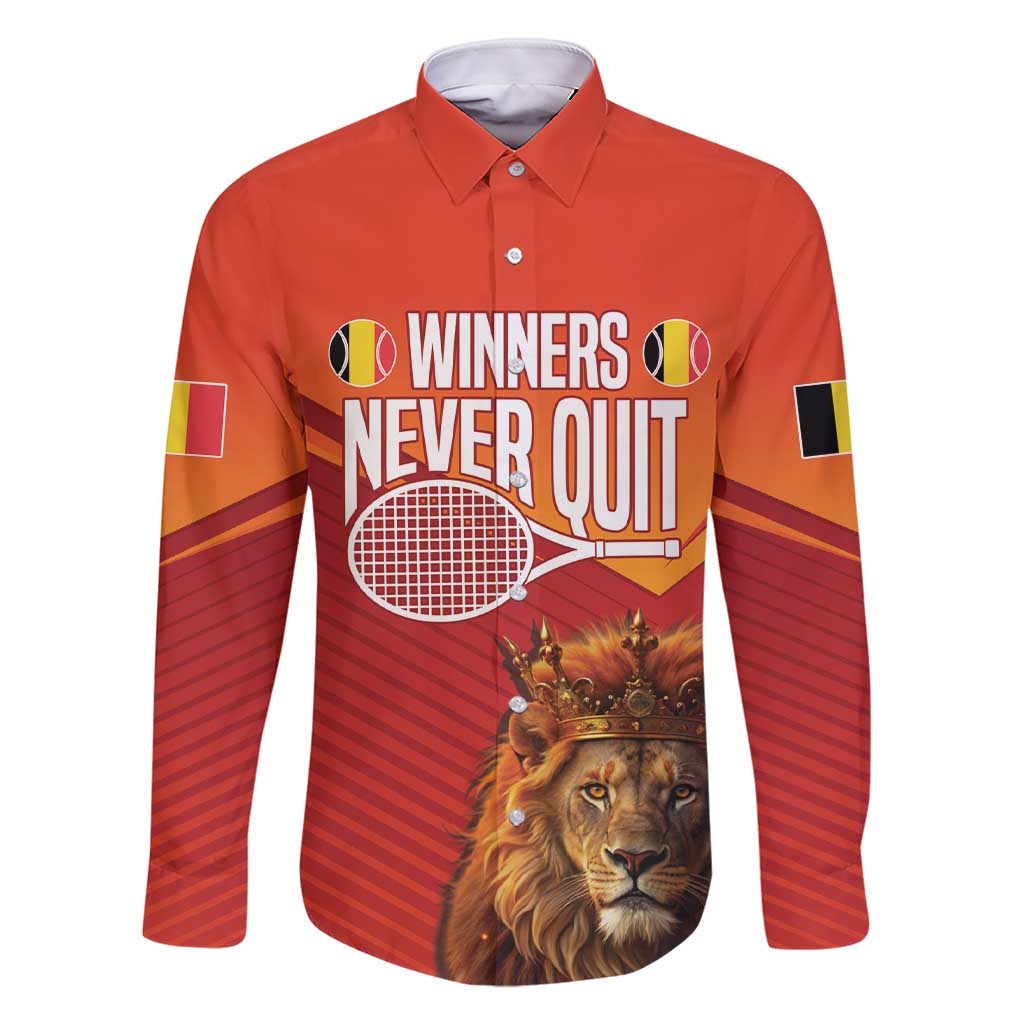 Custom Belgium Tennis Champions Family Matching Short Sleeve Bodycon Dress and Hawaiian Shirt Winners Never Quit with A Crowned Lion