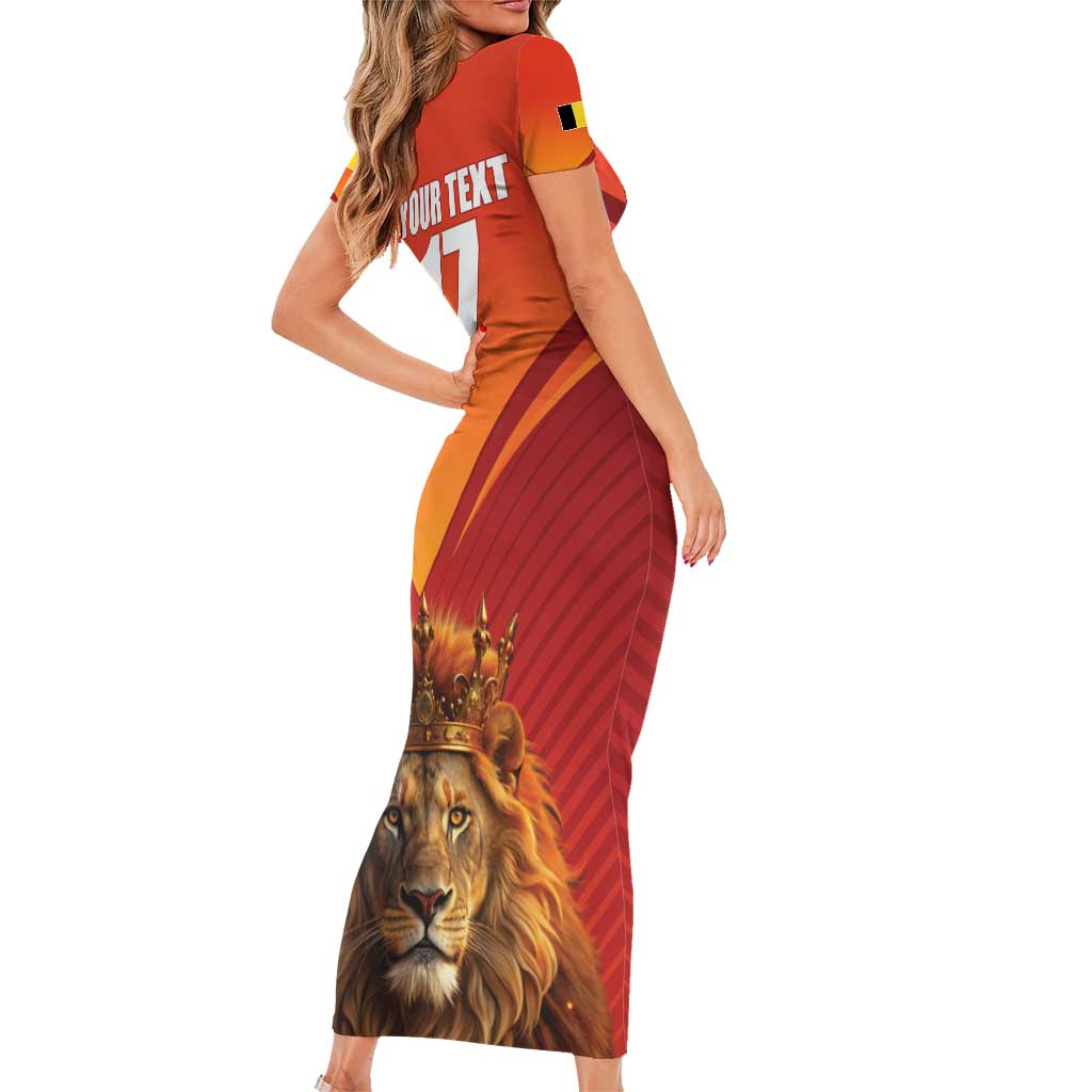 Custom Belgium Tennis Champions Family Matching Short Sleeve Bodycon Dress and Hawaiian Shirt Winners Never Quit with A Crowned Lion