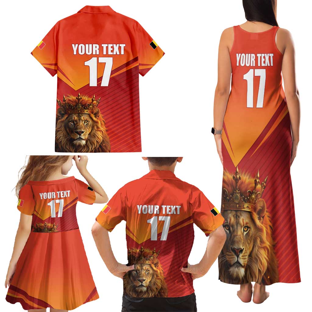 Custom Belgium Tennis Champions Family Matching Tank Maxi Dress and Hawaiian Shirt Winners Never Quit with A Crowned Lion