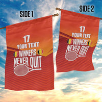 Custom Belgium Tennis Champions Garden Flag Winners Never Quit with A Crowned Lion