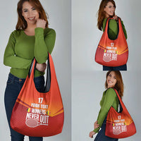 Custom Belgium Tennis Champions Grocery Bag Winners Never Quit with A Crowned Lion
