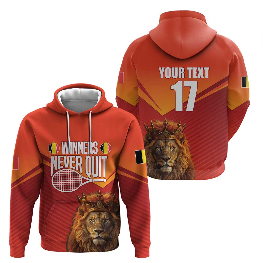 Custom Belgium Tennis Champions Hoodie Winners Never Quit with A Crowned Lion