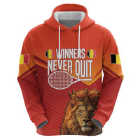 Custom Belgium Tennis Champions Hoodie Winners Never Quit with A Crowned Lion