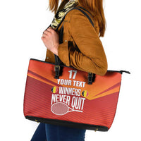 Custom Belgium Tennis Champions Leather Tote Bag Winners Never Quit with A Crowned Lion
