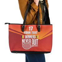 Custom Belgium Tennis Champions Leather Tote Bag Winners Never Quit with A Crowned Lion