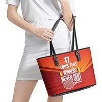 Custom Belgium Tennis Champions Leather Tote Bag Winners Never Quit with A Crowned Lion