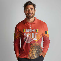 Custom Belgium Tennis Champions Long Sleeve Polo Shirt Winners Never Quit with A Crowned Lion