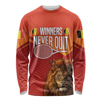 Custom Belgium Tennis Champions Long Sleeve Shirt Winners Never Quit with A Crowned Lion