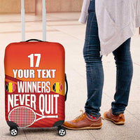 Custom Belgium Tennis Champions Luggage Cover Winners Never Quit with A Crowned Lion