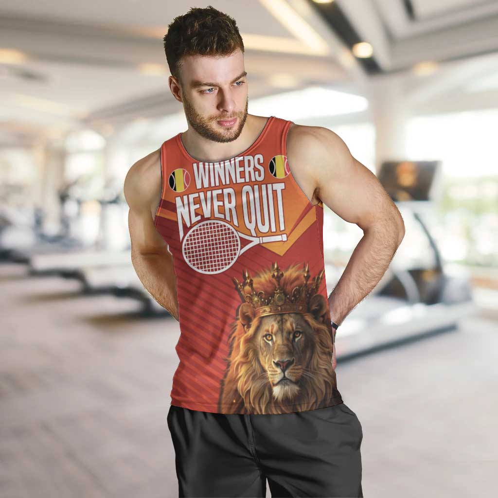 Custom Belgium Tennis Champions Men Tank Top Winners Never Quit with A Crowned Lion
