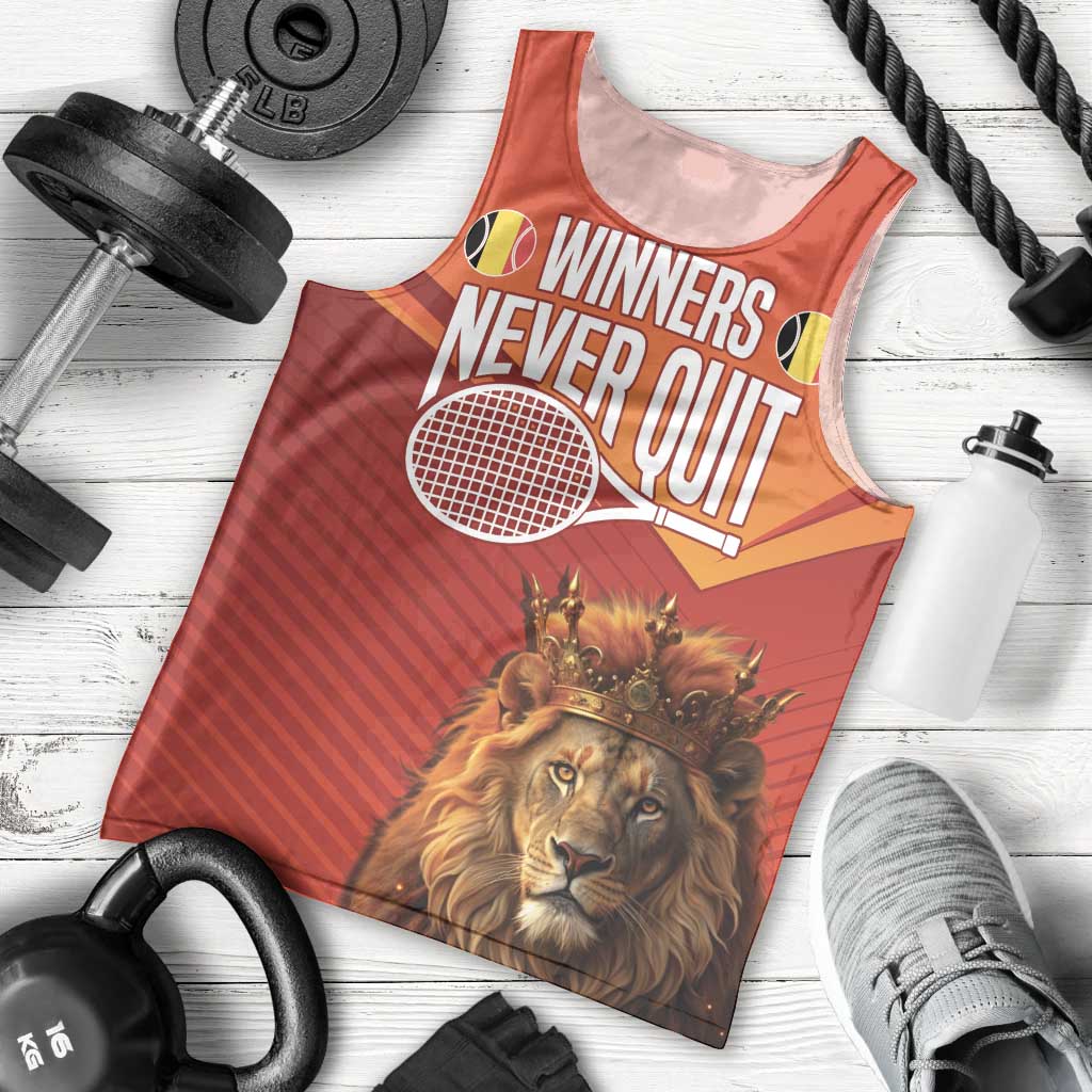 Custom Belgium Tennis Champions Men Tank Top Winners Never Quit with A Crowned Lion