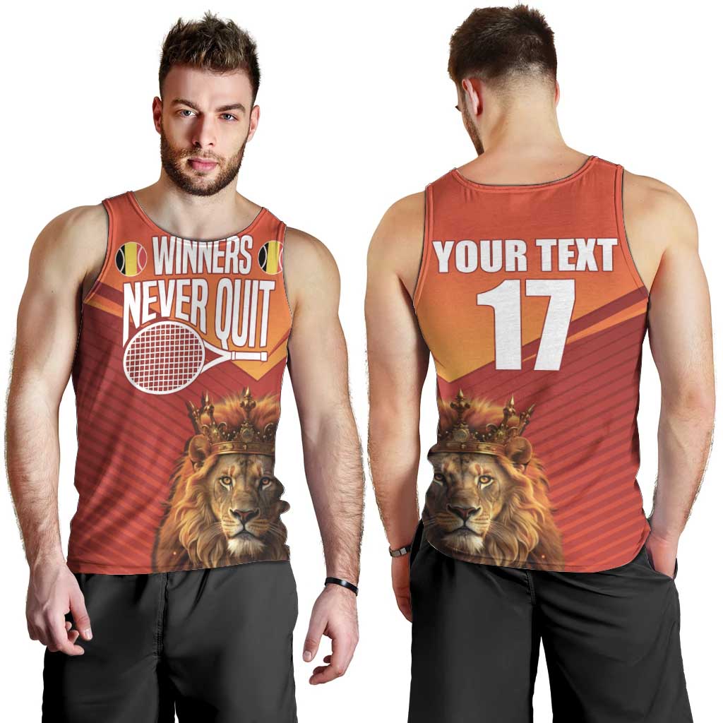 Custom Belgium Tennis Champions Men Tank Top Winners Never Quit with A Crowned Lion