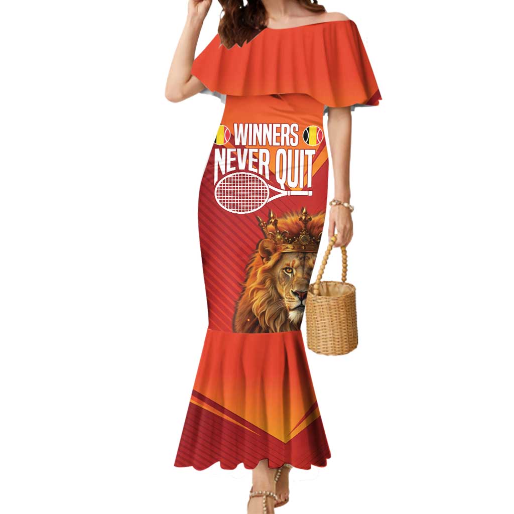 Custom Belgium Tennis Champions Mermaid Dress Winners Never Quit with A Crowned Lion