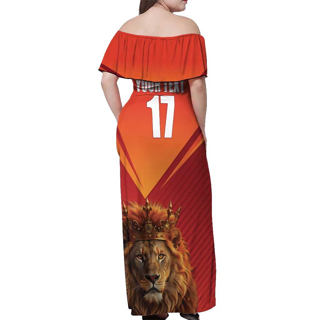 Custom Belgium Tennis Champions Off Shoulder Maxi Dress Winners Never Quit with A Crowned Lion