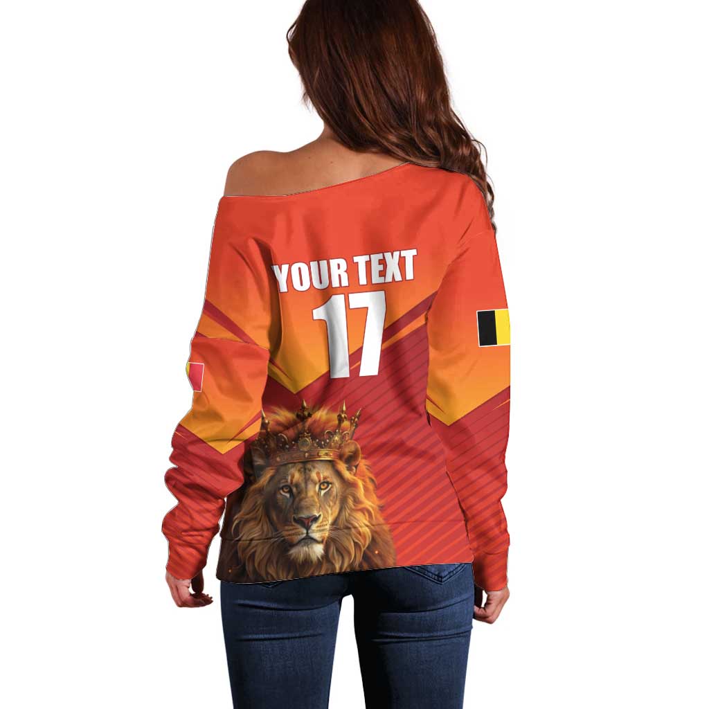 Custom Belgium Tennis Champions Off Shoulder Sweater Winners Never Quit with A Crowned Lion