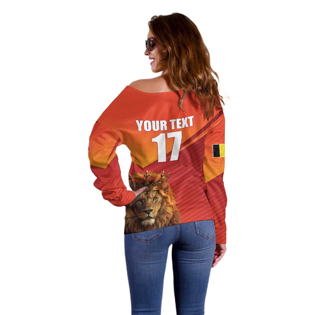 Custom Belgium Tennis Champions Off Shoulder Sweater Winners Never Quit with A Crowned Lion