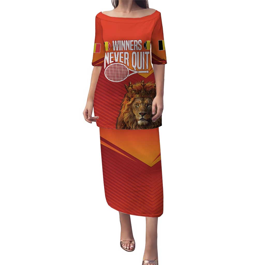 Custom Belgium Tennis Champions Puletasi Winners Never Quit with A Crowned Lion