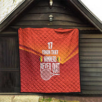 Custom Belgium Tennis Champions Quilt Winners Never Quit with A Crowned Lion