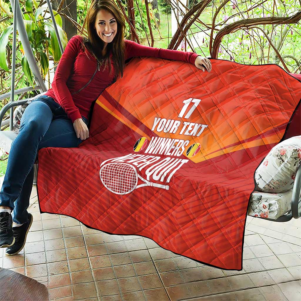 Custom Belgium Tennis Champions Quilt Winners Never Quit with A Crowned Lion