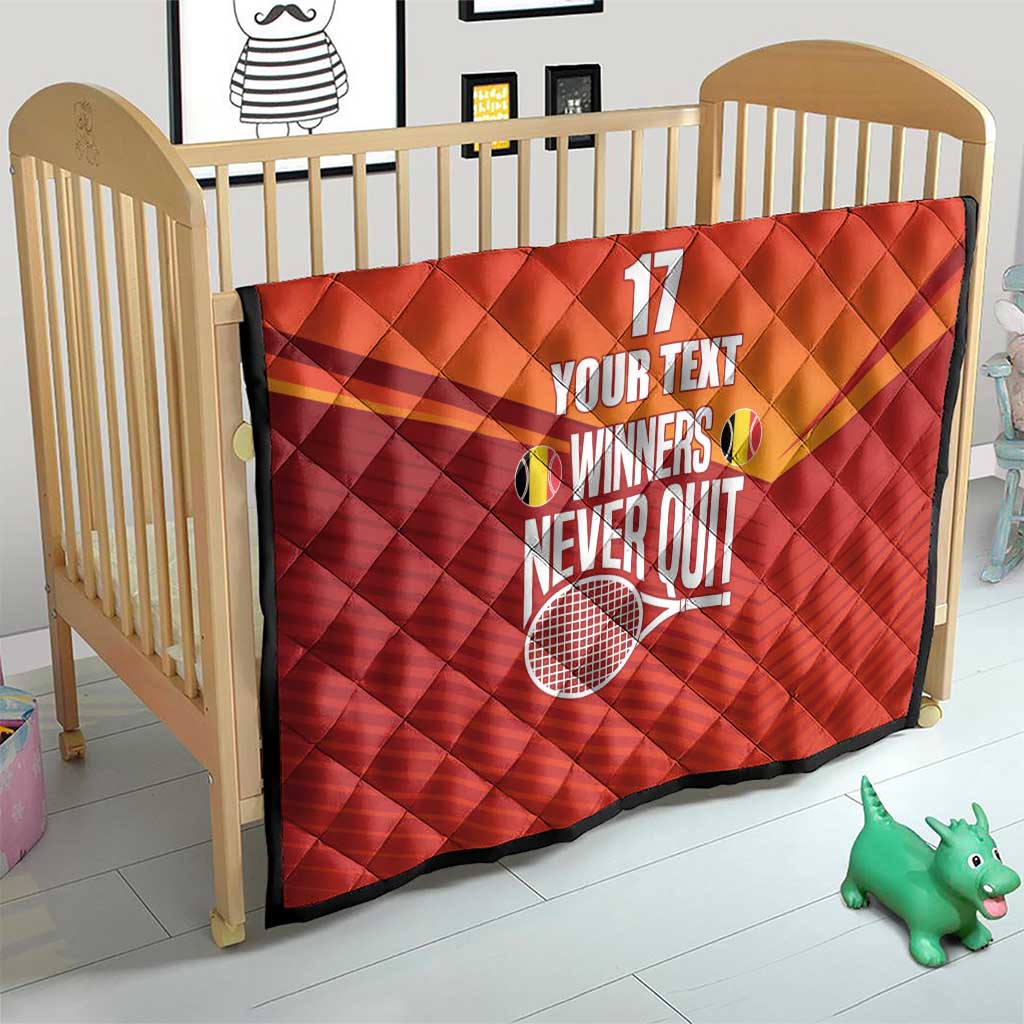 Custom Belgium Tennis Champions Quilt Winners Never Quit with A Crowned Lion