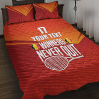 Custom Belgium Tennis Champions Quilt Bed Set Winners Never Quit with A Crowned Lion