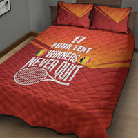 Custom Belgium Tennis Champions Quilt Bed Set Winners Never Quit with A Crowned Lion