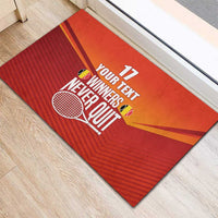 Custom Belgium Tennis Champions Rubber Doormat Winners Never Quit with A Crowned Lion