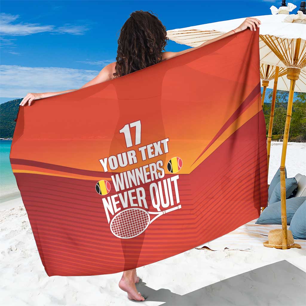 Custom Belgium Tennis Champions Sarong Winners Never Quit with A Crowned Lion
