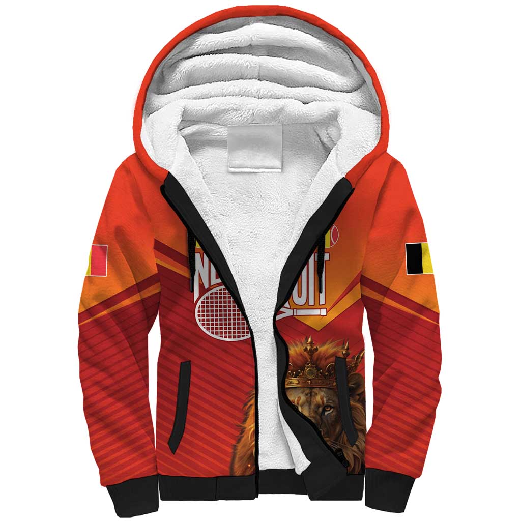 Custom Belgium Tennis Champions Sherpa Hoodie Winners Never Quit with A Crowned Lion