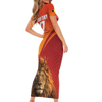 Custom Belgium Tennis Champions Short Sleeve Bodycon Dress Winners Never Quit with A Crowned Lion