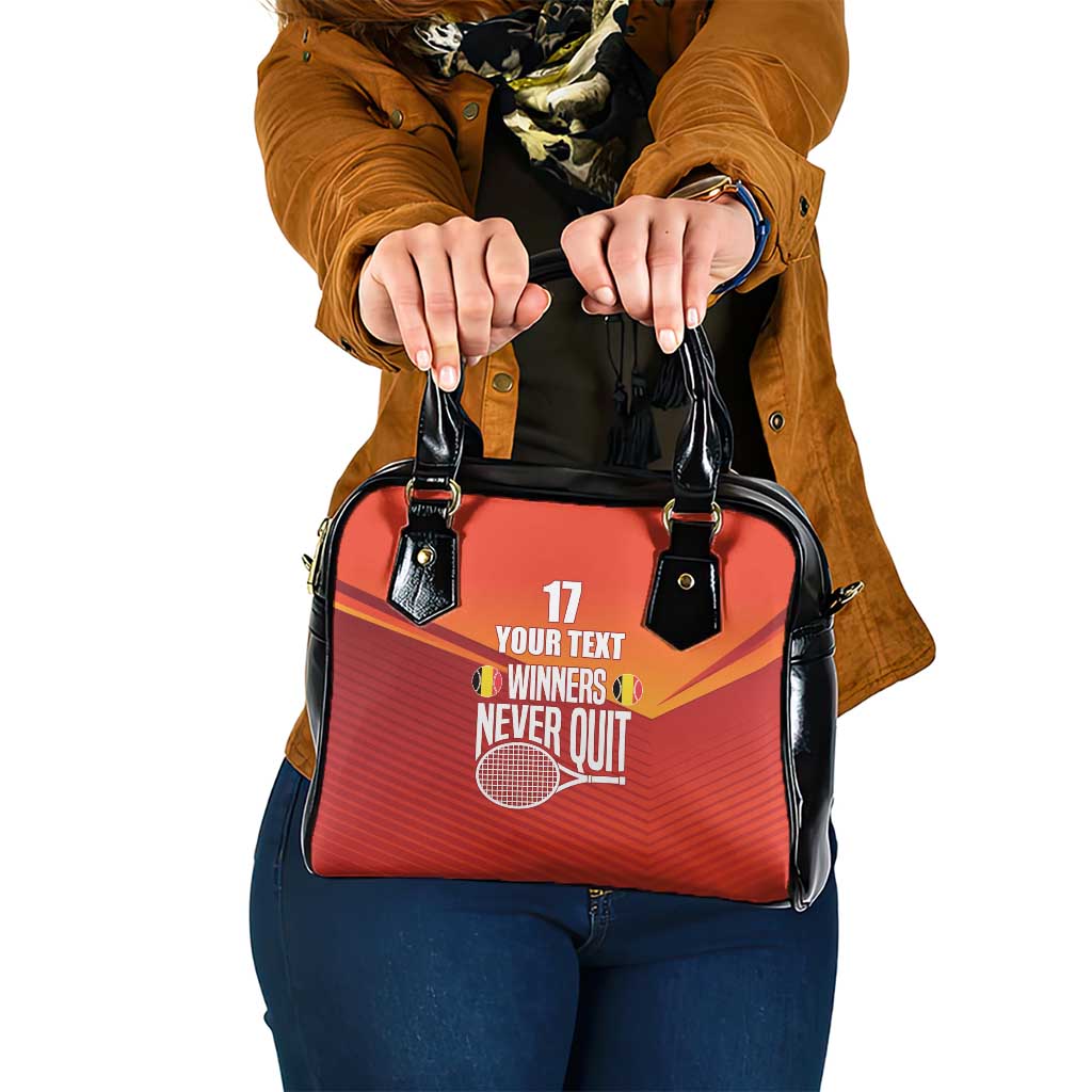 Custom Belgium Tennis Champions Shoulder Handbag Winners Never Quit with A Crowned Lion