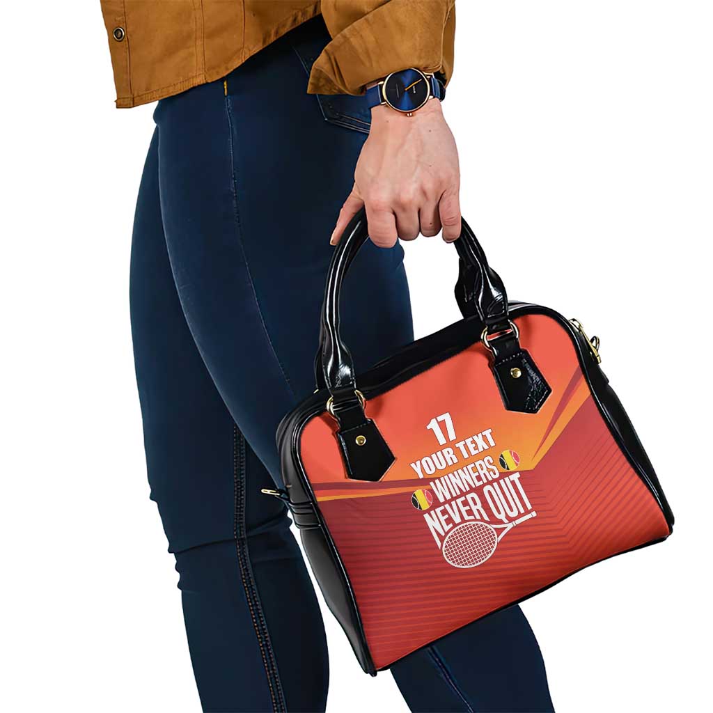 Custom Belgium Tennis Champions Shoulder Handbag Winners Never Quit with A Crowned Lion